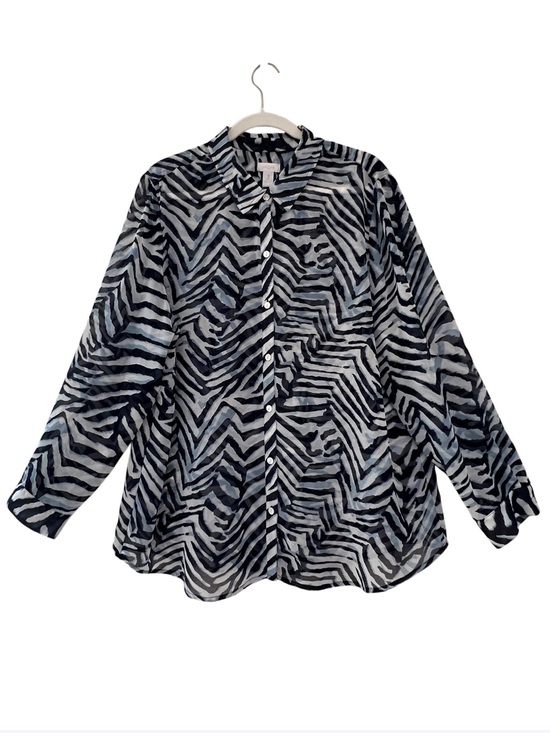 Chico's Tops - Chico’s Zebra Print Sheer Button-Front Blouse 3/3X